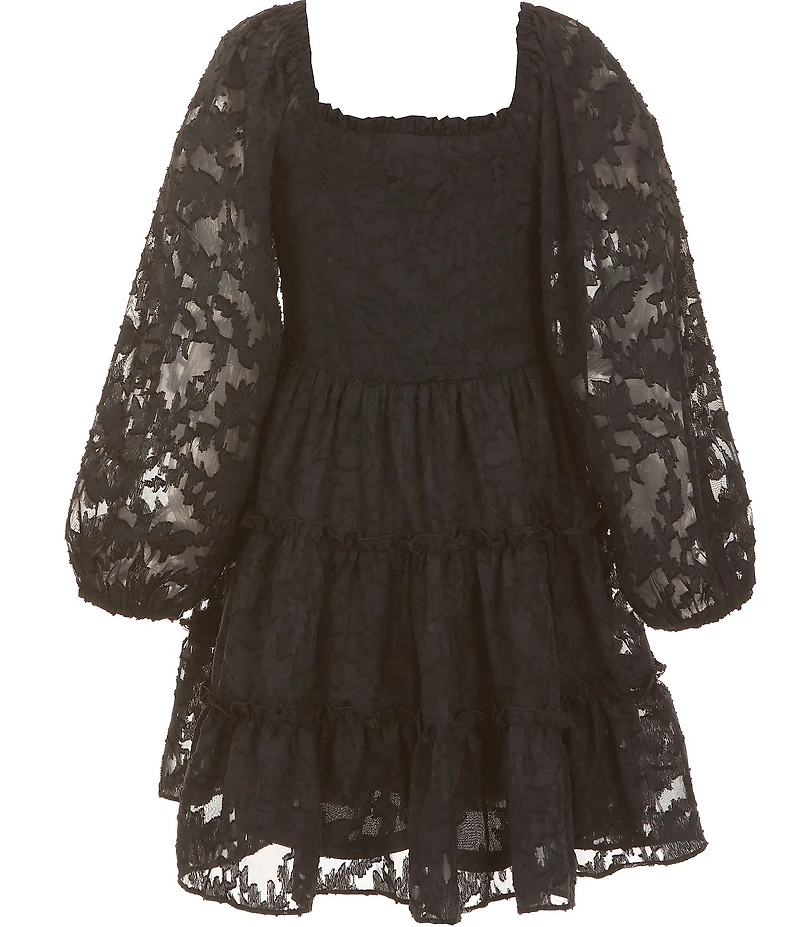Rare Editions Big Girls Floral Burnout Chiffon Dress
