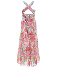 Rare Editions Big Girls Floral-Printed Chiffon Cross-Back Georgette Dress