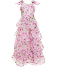 Rare Editions Big Girls Floral Printed Chiffon Tiered Maxi Dress