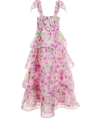 Rare Editions Big Girls Floral Printed Chiffon Tiered Maxi Dress