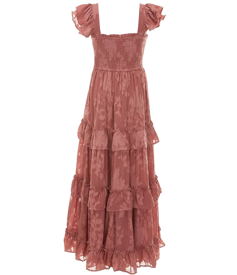 Rare Editions Big Girls Flutter Sleeve Burnout Chiffon Dress