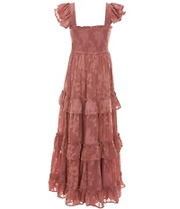 Rare Editions Big Girls Flutter Sleeve Burnout Chiffon Dress