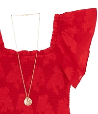 Rare Editions Big Girls Flutter-Sleeve Burnout-Chiffon Long Dress