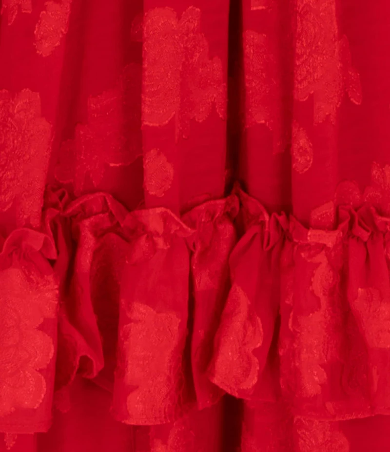 Rare Editions Big Girls Flutter-Sleeve Burnout-Chiffon Long Dress