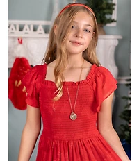 Rare Editions Big Girls Flutter-Sleeve Burnout-Chiffon Long Dress