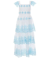 Rare Editions Big Girls Flutter-Sleeve Eyelet-Embroidered Border-Pattern Dress