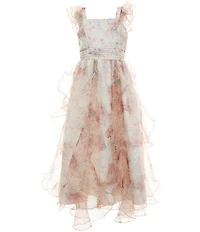 Rare Editions Big Girls Flutter Sleeve Floral-Printed Organza Dress