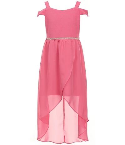 Rare Editions Big Girls Glitter-Knit/Chiffon Walk-Through-Skirted Ball Gown