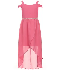 Rare Editions Big Girls Glitter-Knit/Chiffon Walk-Through-Skirted Ball Gown