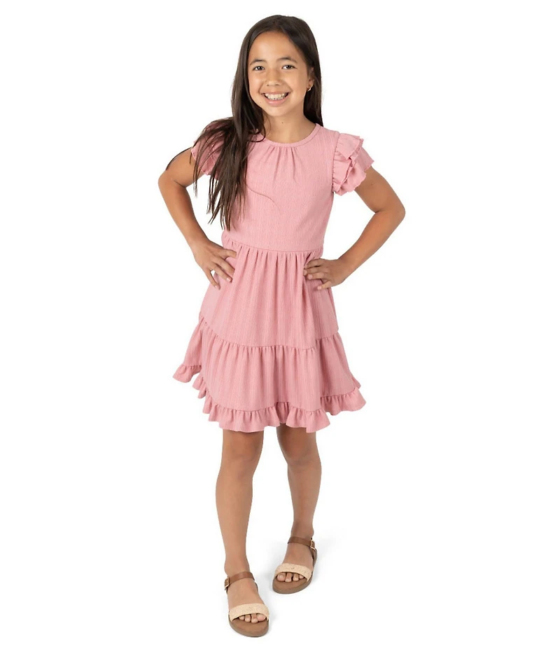Rare Editions Big Girls Long-Sleeve Bow-Accented Chunky-Knit Cardigan & Sleeveless Textured-Knit Fit-And-Flare Dress Set