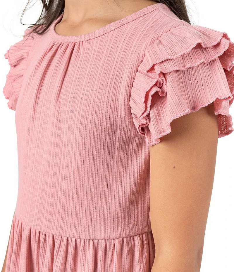Rare Editions Big Girls Long-Sleeve Bow-Accented Chunky-Knit Cardigan & Sleeveless Textured-Knit Fit-And-Flare Dress Set