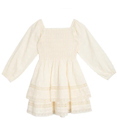 Rare Editions Big Girls Long-Sleeve Clip-Dotted Textured Woven Fit-And-Flare Dress