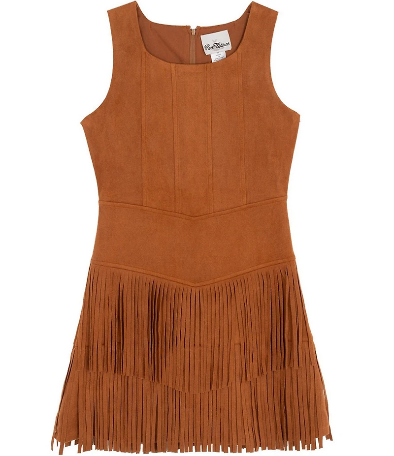 Rare Editions Big Girls Long-Sleeve Cowboy-Boot-Appliqued Sweater & Short-Sleeve Fringed-Hem Dress