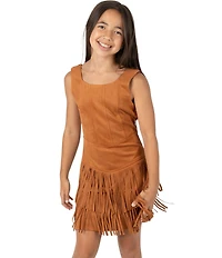 Rare Editions Big Girls Long-Sleeve Cowboy-Boot-Appliqued Sweater & Short-Sleeve Fringed-Hem Dress