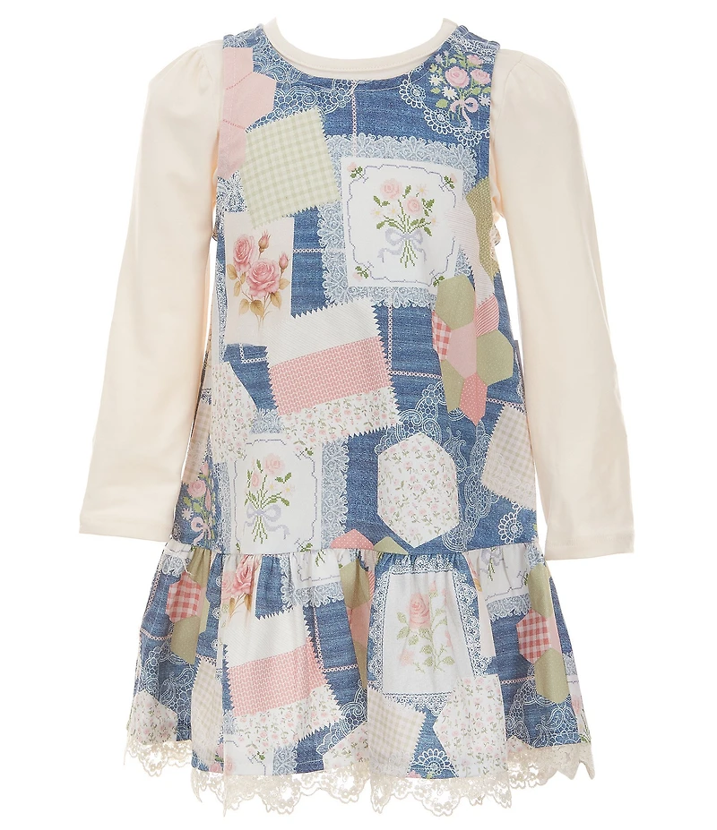 Rare Editions Big Girls Long Sleeve Demin Patchwork Dress