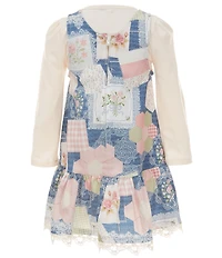 Rare Editions Big Girls Long Sleeve Demin Patchwork Dress