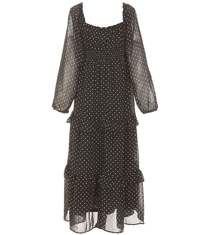 Rare Editions Big Girls Long Sleeve Dotted Chiffon Maxi Dress