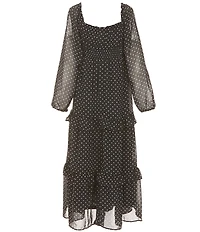 Rare Editions Big Girls Long Sleeve Dotted Chiffon Maxi Dress