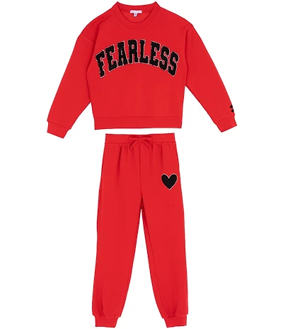 Rare Editions Big Girls Long-Sleeve Fearless PolarFleece Sweatshirt & Matching Jogger Pants Set