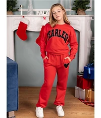 Rare Editions Big Girls Long-Sleeve Fearless PolarFleece Sweatshirt & Matching Jogger Pants Set