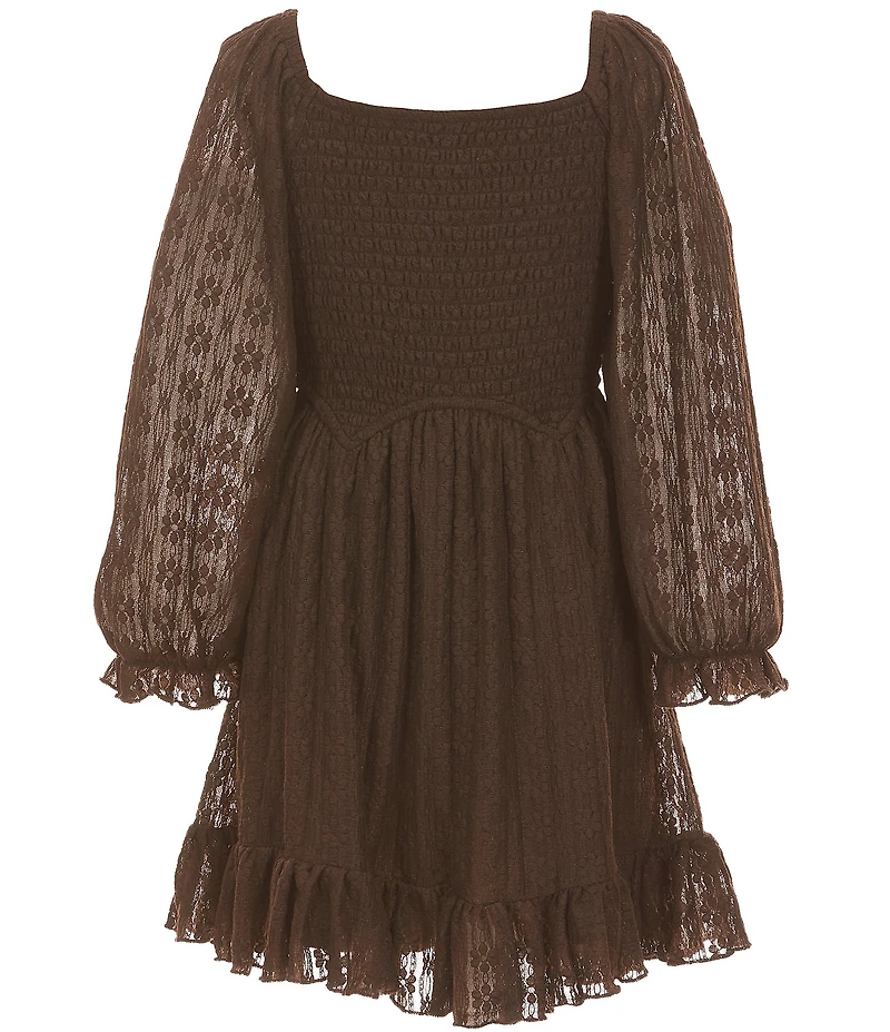 Rare Editions Big Girls Long Sleeve Lace Mini Dress