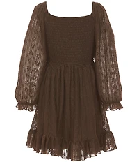 Rare Editions Big Girls Long Sleeve Lace Mini Dress