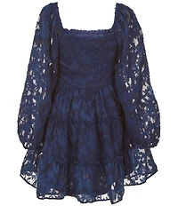 Rare Editions Big Girls Long Sleeve Lurex Burnout Chiffon Fit-And-Flare Dress