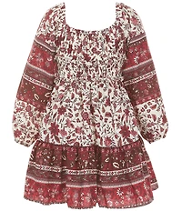 Rare Editions Big Girls Long Sleeve Mixed Media Dress