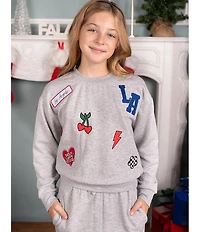 Rare Editions Big Girls Long-Sleeve Patch Artwork PolarFleece Sweatshirt & Matching Jogger Pants Set