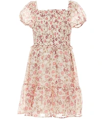 Rare Editions Big Girls Long Sleeve Solid Jacket & Long Sleeve Printed Lurex Chiffon Dress Set