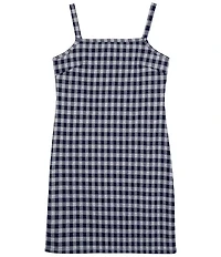 Rare Editions Big Girls Long-Sleeve Varsity-Inspired Cardigan & Sleeveless Plaid A-Line Dress Set