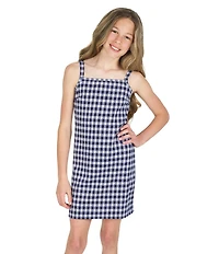 Rare Editions Big Girls Long-Sleeve Varsity-Inspired Cardigan & Sleeveless Plaid A-Line Dress Set