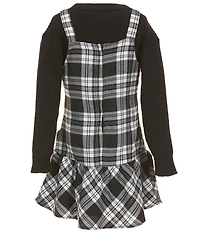 Rare Editions Big Girls Long-Sleeve Wool-Blend Sweater & Sleeveless Plaid Drop-Waist Dress