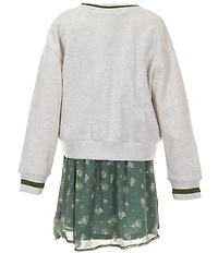 Rare Editions Big Girls Long Sleeves Graphic Sweatshirt & Chiffon Graphic Dress 2-Piece Set