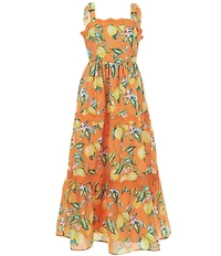 Rare Editions Big Girls Orange Lemon Print 3-Tier Ric Rac Maxi Dress