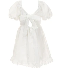 Rare Editions Big Girls Bubble Sleeve All-Over Floral Eyelet Embroidery Ruffle Hem Mini Dress