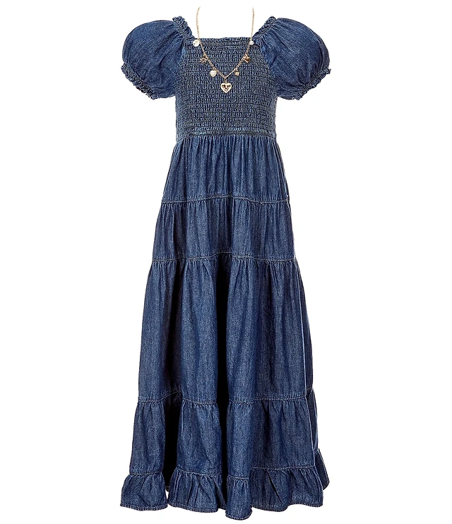 big girl denim dress Plus Size Daily Blue Button Overall Tencel Denim Maxi Dress