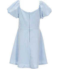 Rare Editions Big Girls Puffed-Sleeve Scuba Crepe Faux Corset Fit-And-Flare Dress