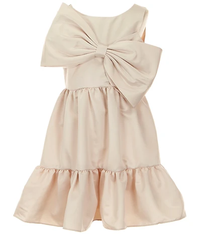 Rare Editions Big Girls Satin Bow Bodice Tiered Skirt Dress