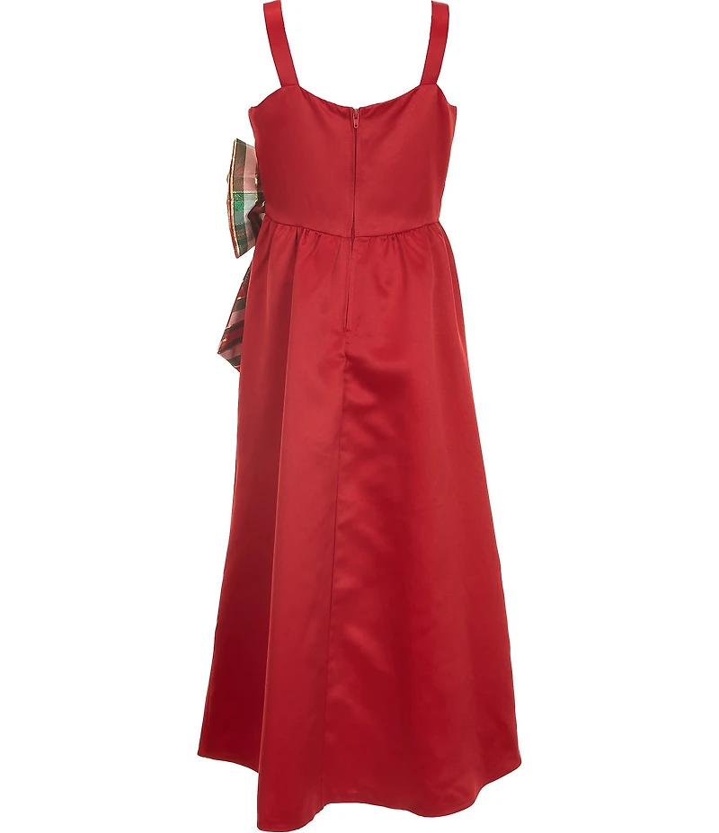Rare Editions Big Girls Satin Sweetheart Neckline Bow Walk Through Skirt Dress
