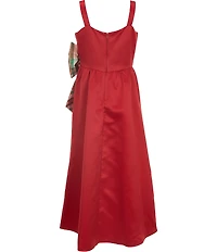 Rare Editions Big Girls Satin Sweetheart Neckline Bow Walk Through Skirt Dress