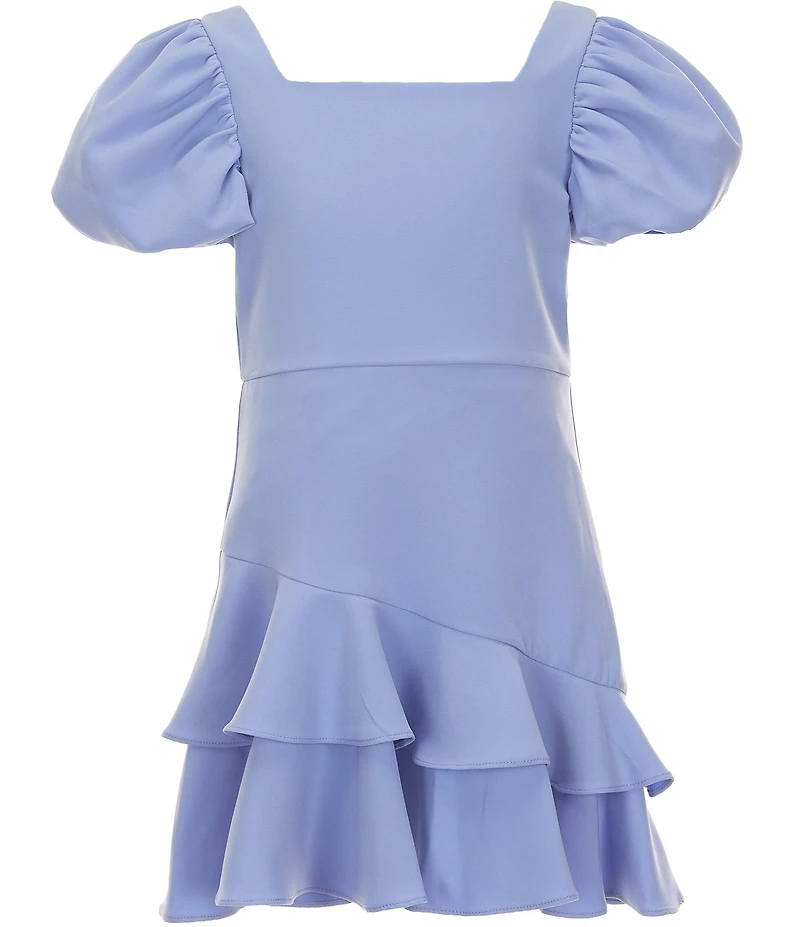 Rare Editions Big Girls Short Puff Short Sleeve Ruffle Hem Skater Dress