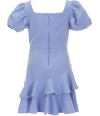 Rare Editions Big Girls Short Puff Short Sleeve Ruffle Hem Skater Dress
