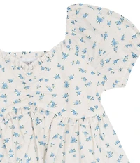 Rare Editions Big Girls Short-Sleeve Floral Printed Top, & Butterfly Denim Jeans Set