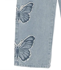 Rare Editions Big Girls Short-Sleeve Floral Printed Top, & Butterfly Denim Jeans Set