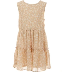 Rare Editions Big Girls Short-Sleeve Goose-Motif Popover Knit Bodice/Printed Chiffon Skirted Dress