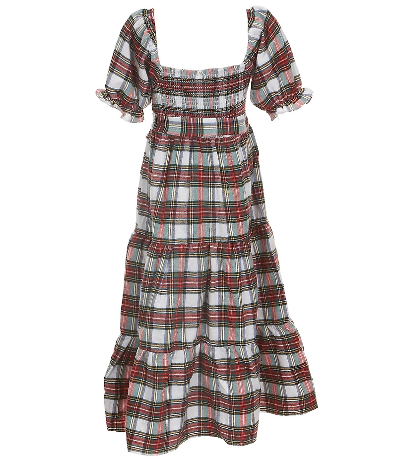 Rare Editions Big Girls Short Sleeve Plaid Long Dress
