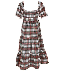 Rare Editions Big Girls Short Sleeve Plaid Long Dress