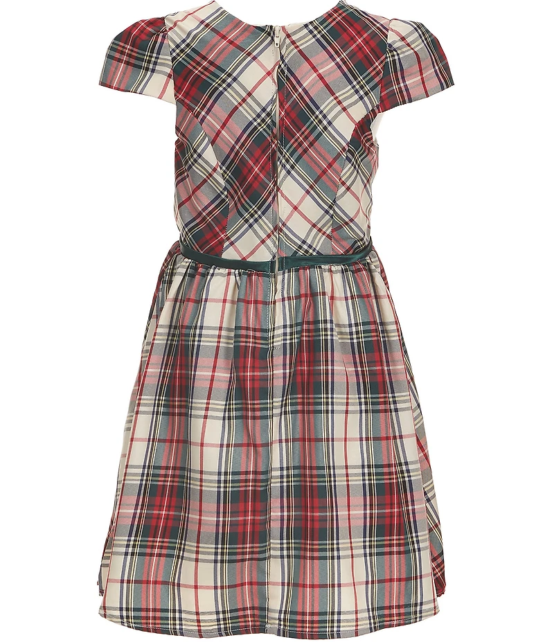 Rare Editions Big Girls Short Sleeve Plaid Taffeta Fit-And-Flare Dress