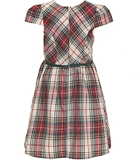 Rare Editions Big Girls Short Sleeve Plaid Taffeta Fit-And-Flare Dress